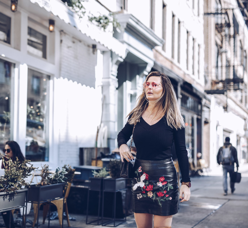 embroidered leather skirt